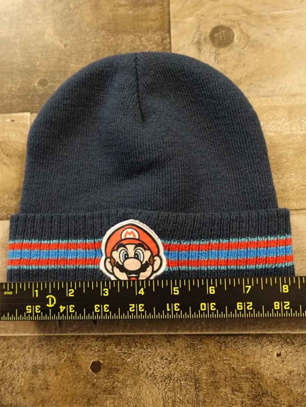Super Mario Knit Beanie Hat Youth OSFM‎ Navy Striped Nintendo Character